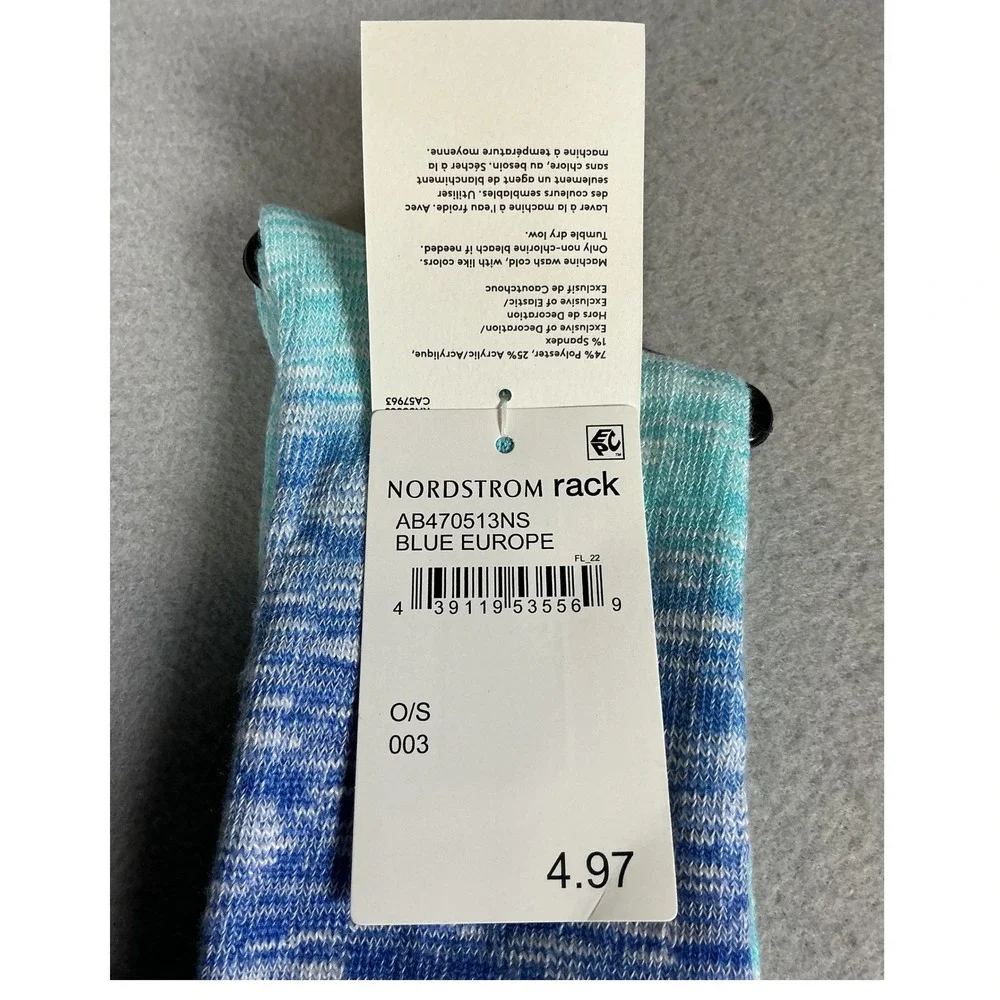 Nordstrom Rack Abound‎ Ruffle Trim Crew Socks Blue Europe One Size NWT